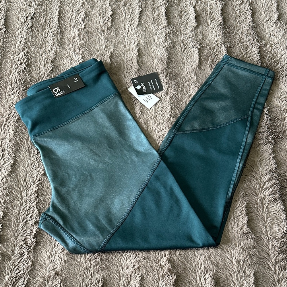 GAP Shimmer Panel Teal Leggings